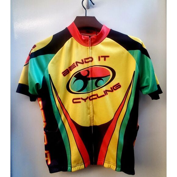 Bend It Cycling Jersey Bundle LG Club Cut (1) Org/Yel(1) Org/Yel/Grn Cycle Bike - Picture 4 of 16
